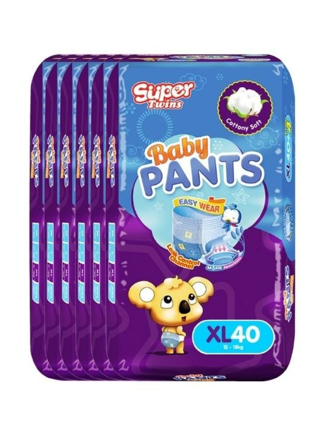 Super Twins Baby Diaper Pants Promo XL 6 packs x 40pcs (240s) edamama